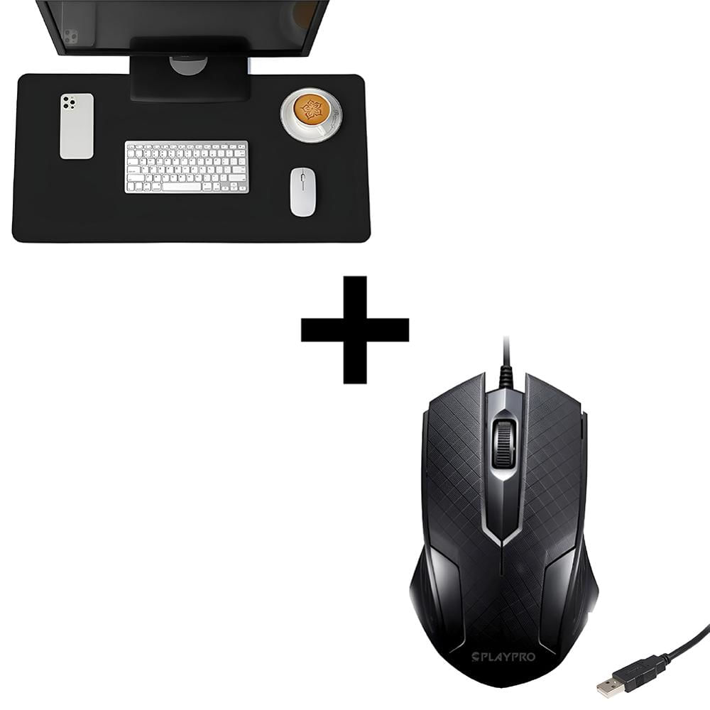 Mouse Ergonómico Usb Pc Laptop Computadora Negro PLaypro TYM350006 + mousepad para escritorio negro Mouse Ergonómico Usb Pc Laptop Computadora Negro PLaypro TYM350006 + mousepad para escritorio negro