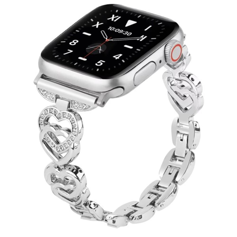 Correa corazon de acero para apple watch 38 40 41mm y 42mm serie 10 plata
