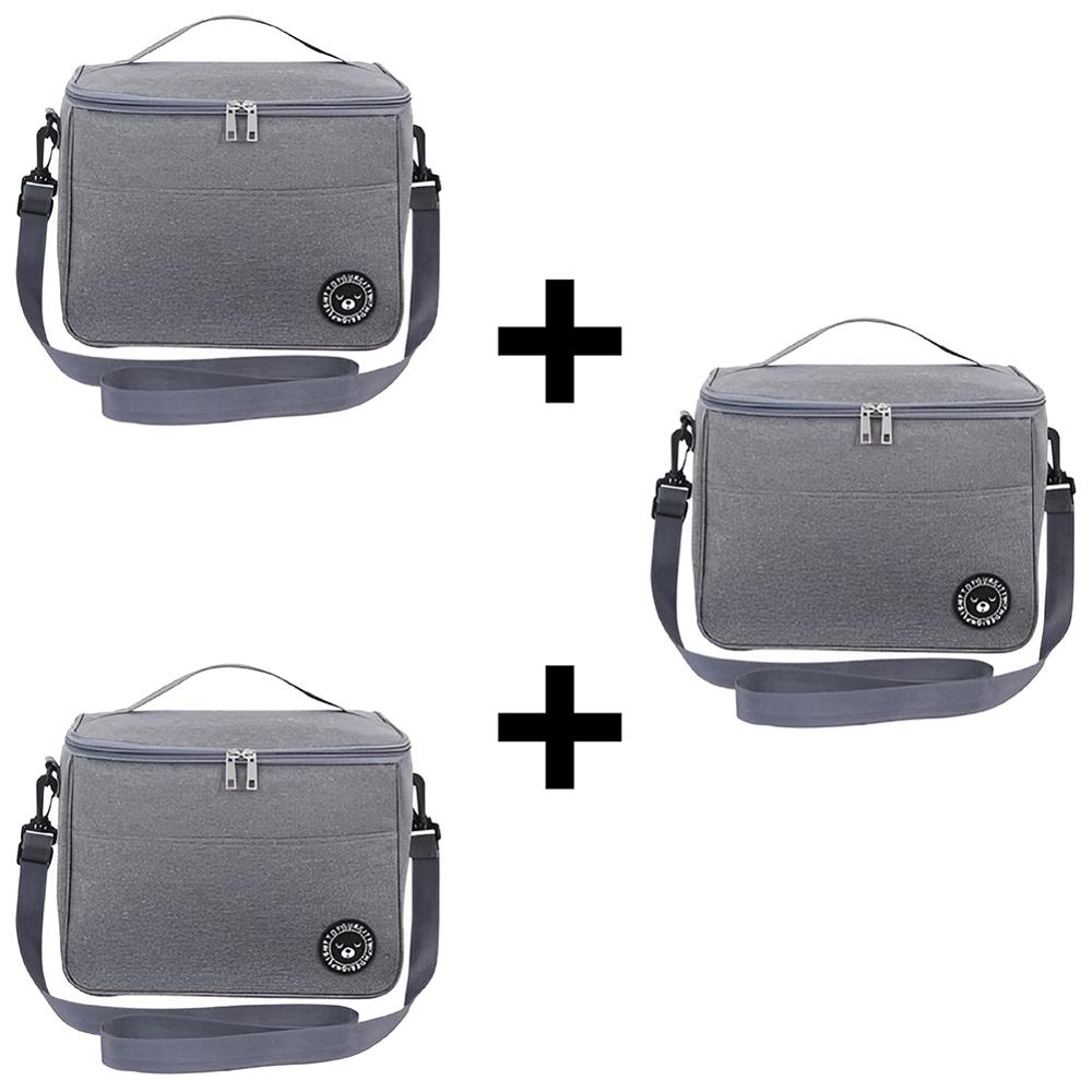 Lonchera Térmica Bolsa Almuerzo Impermeable con Correa Portátil HYC280040 Gris pack de 3x Lonchera Térmica Bolsa Almuerzo Impermeable con Correa Portátil HYC280040 Gris pack de 3x