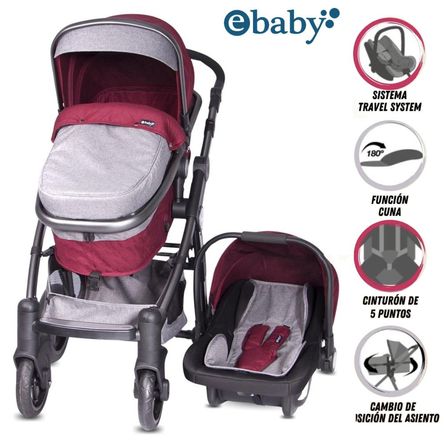 Coche Moisés de Lujo «TAINY DELUXE» con Portabebé Red