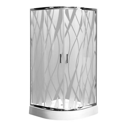 Cabina de Ducha Circular F03 Ondas Vidrio Templado Pavonado con Base Cabina de Ducha Circular F03 Ondas Vidrio Templado Pavonado con Base