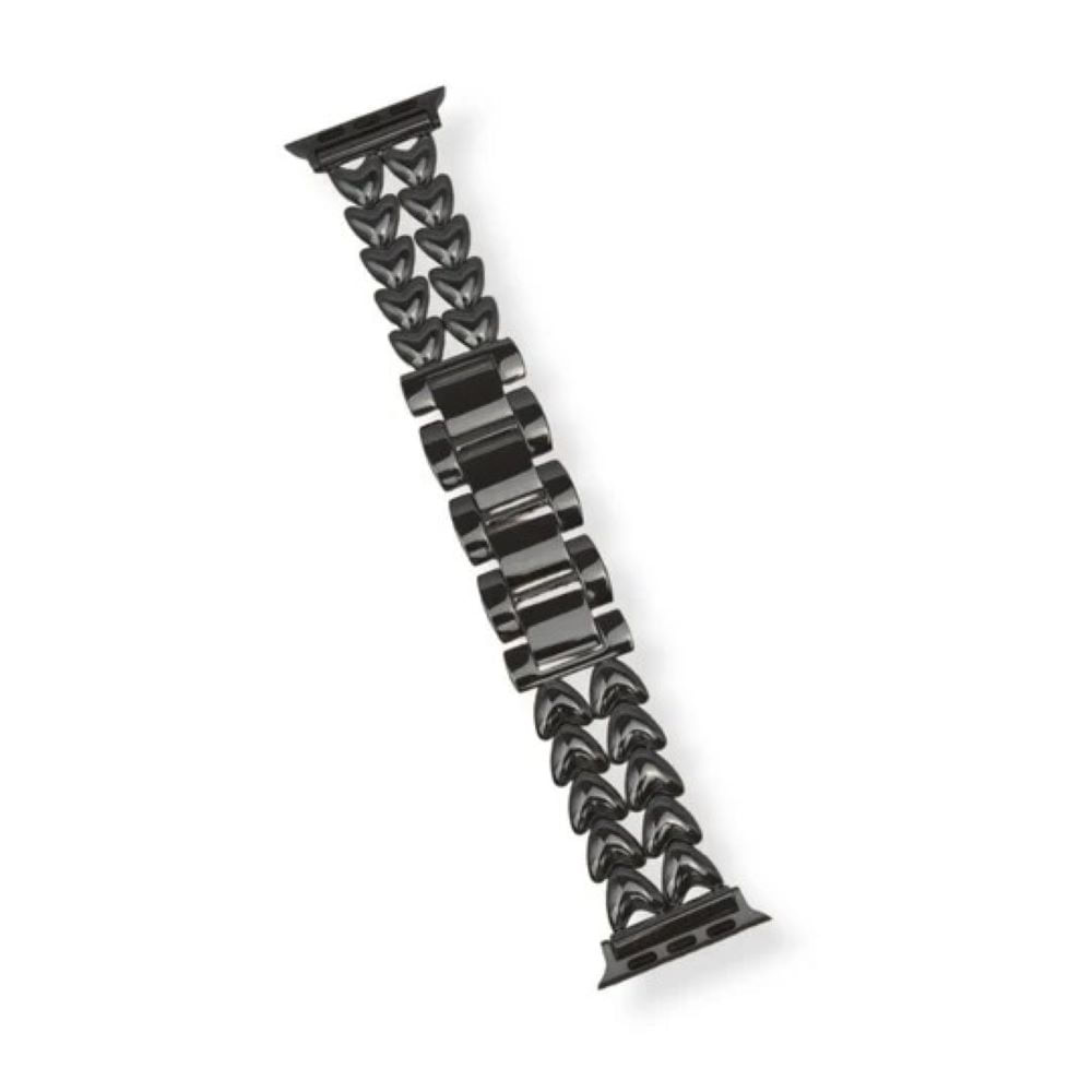 Correa doble corazon de acero para apple watch 42 44 45 46 49mm negro