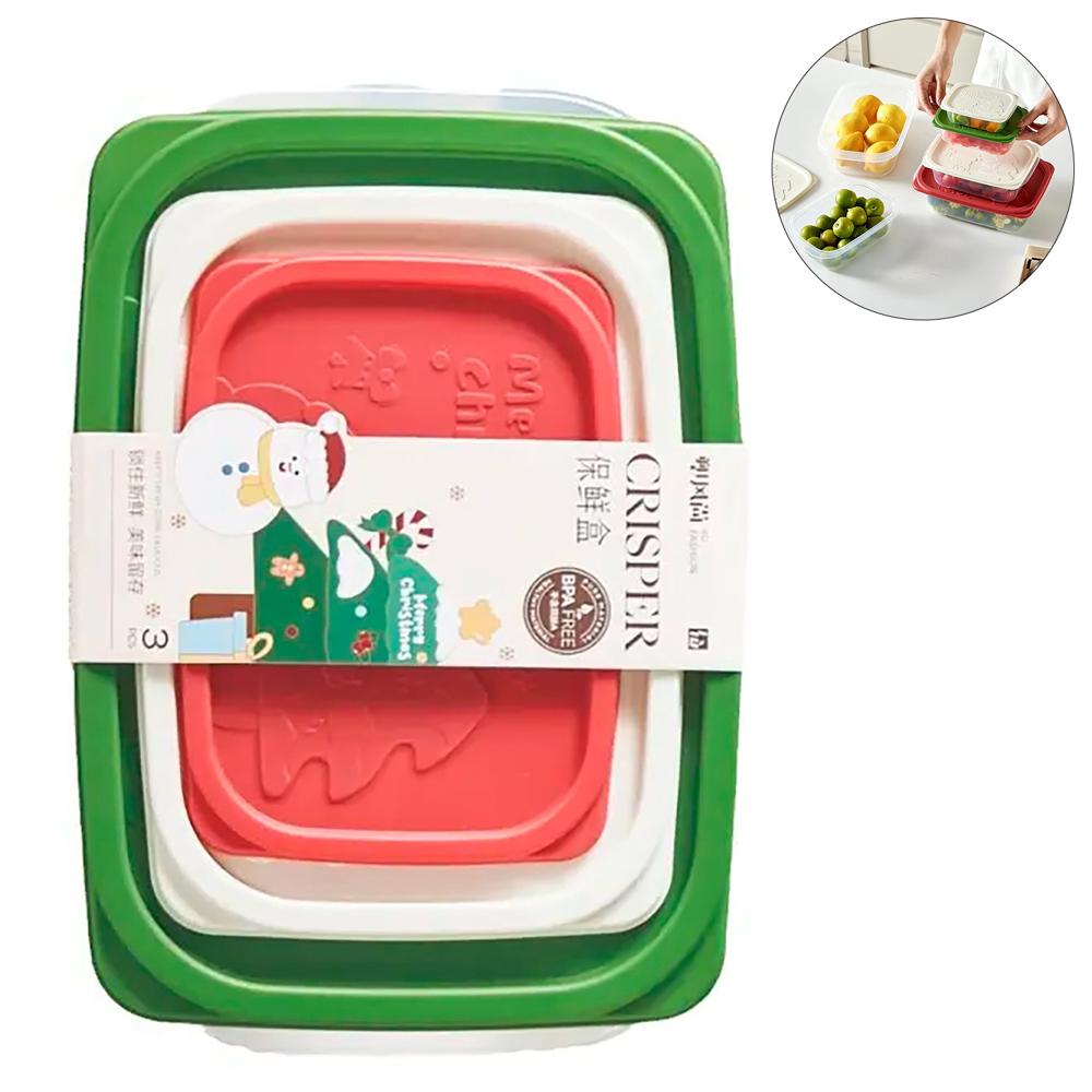 Set 3 contenedores/recipientes para guardar alimentos y más - Verde