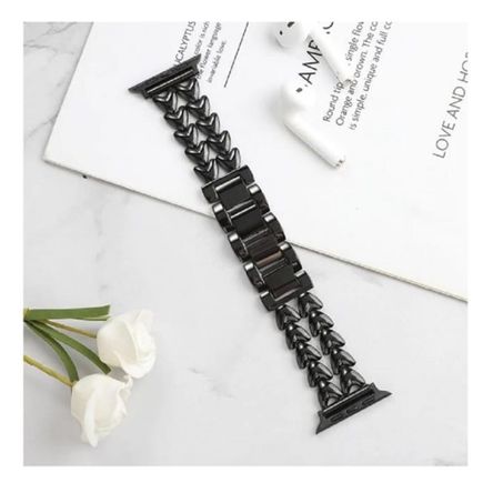 Pulsera para Apple Watch de metal doble corazon 42 44 45 49mm negro Pulsera para Apple Watch de metal doble corazon 42 44 45 49mm negro