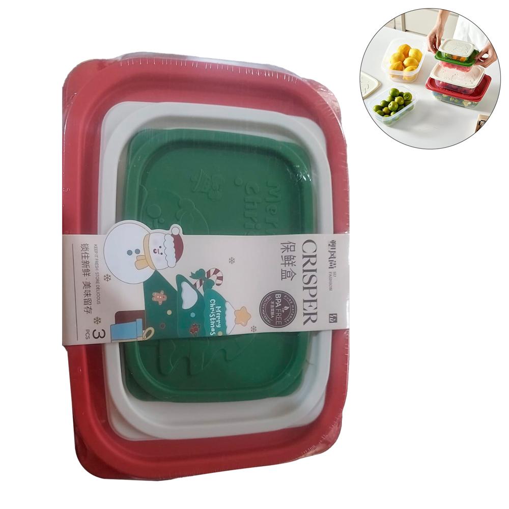 Set 3 contenedores/recipientes para guardar alimentos y más - Rojo