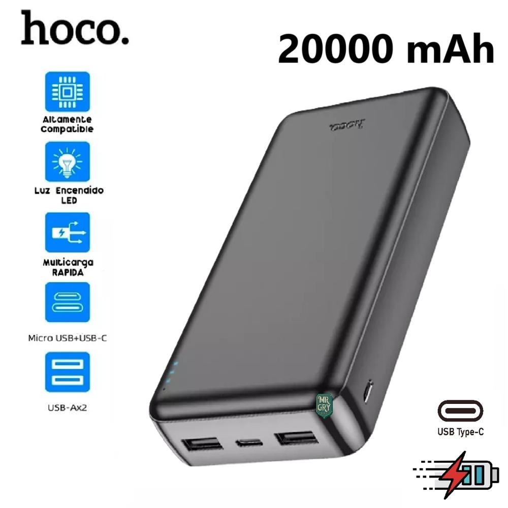Cargador portátil Power Bank 20000 mAh Hoco Premium J100A - Negro