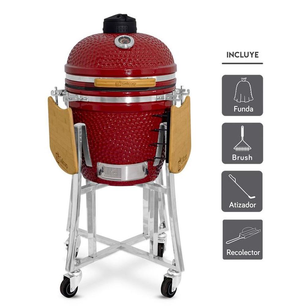 Kamado Clásico 18 Rojo con regalos básicos