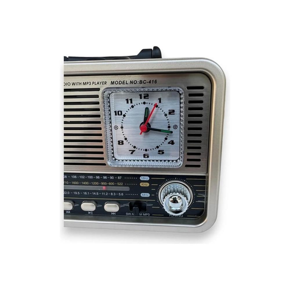 Radio Portatil AM FM Reloj Vintage Parlante Bluetooth