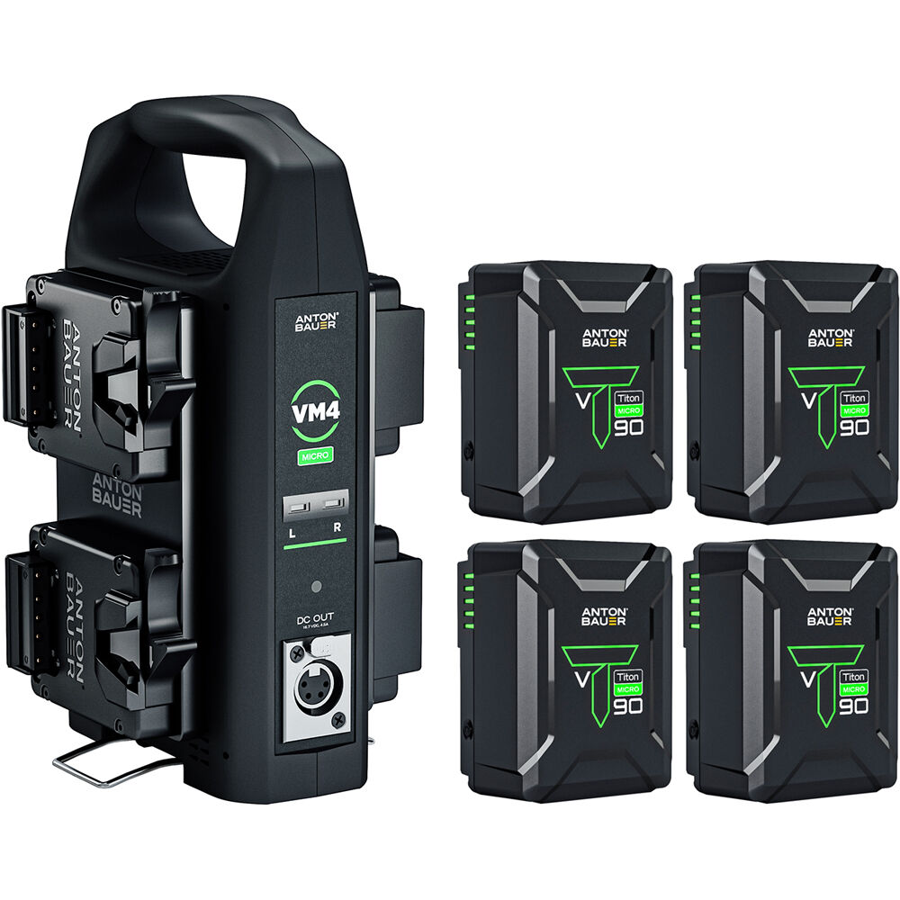 Anton/Bauer Titon Micro 90 Kit de 4 Baterías con Cargador VM4 (Montaje V) - 4 x Baterías Micro 90 9