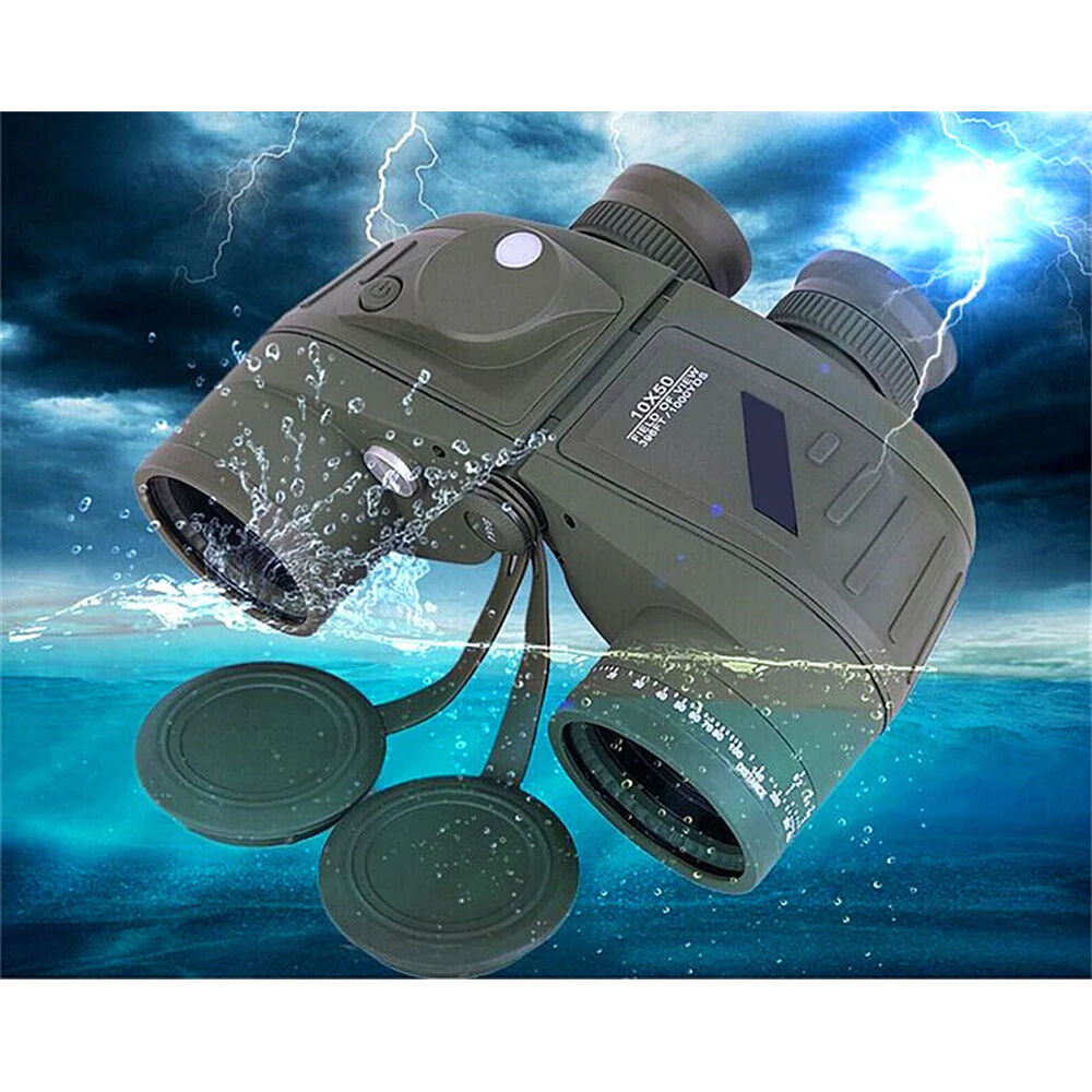 Binoculares Marinos Apexel 10x50 con Prismas BAK4, Óptica Multicapa, Escala de Distancia y Brújula,