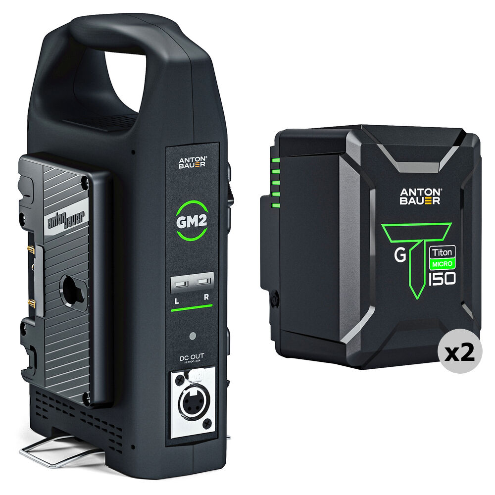 Anton/Bauer Kit de 2 Baterías Titon Micro 150 Gold Mount y Cargador GM2 - 140Wh, Salida P-Tap y USB
