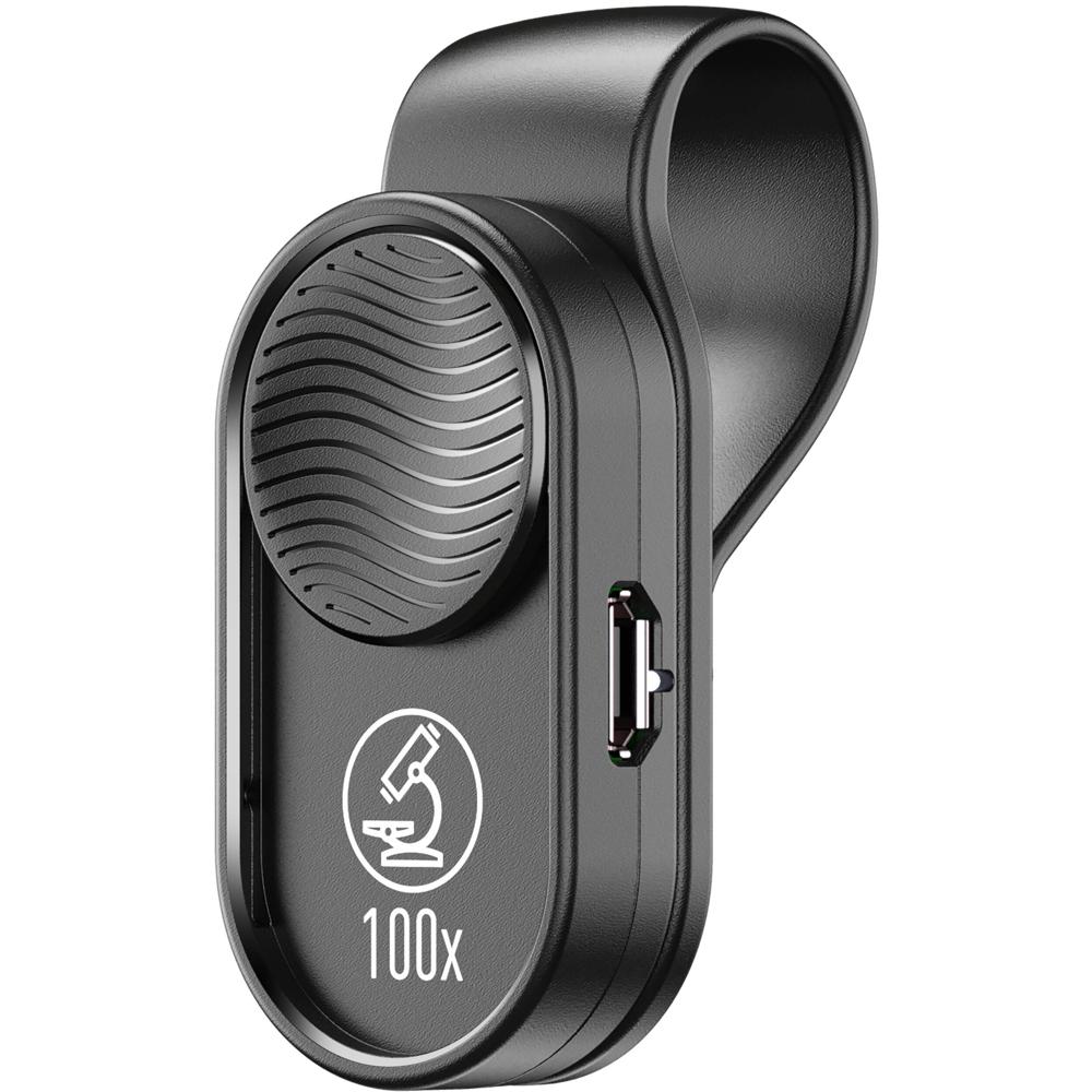 Apexel 100x Lente de Microscopio para Teléfono con Luz LED Anular - Compatible con la Mayoría de Sm