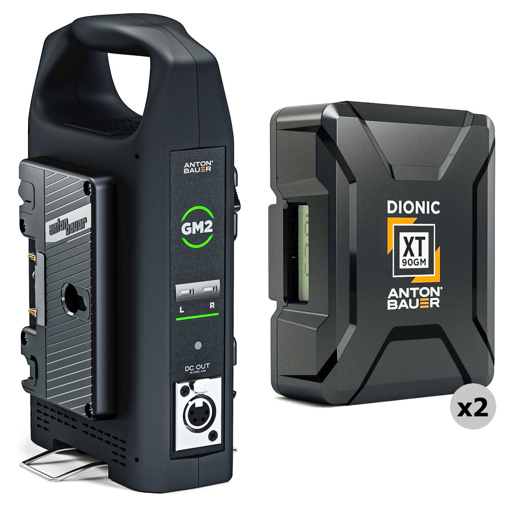 Kit de 2 Baterías Dionic XT90 con Cargador Doble GM2 (Montura Dorada) - 99Wh, Puerto XLR de 4 Pines