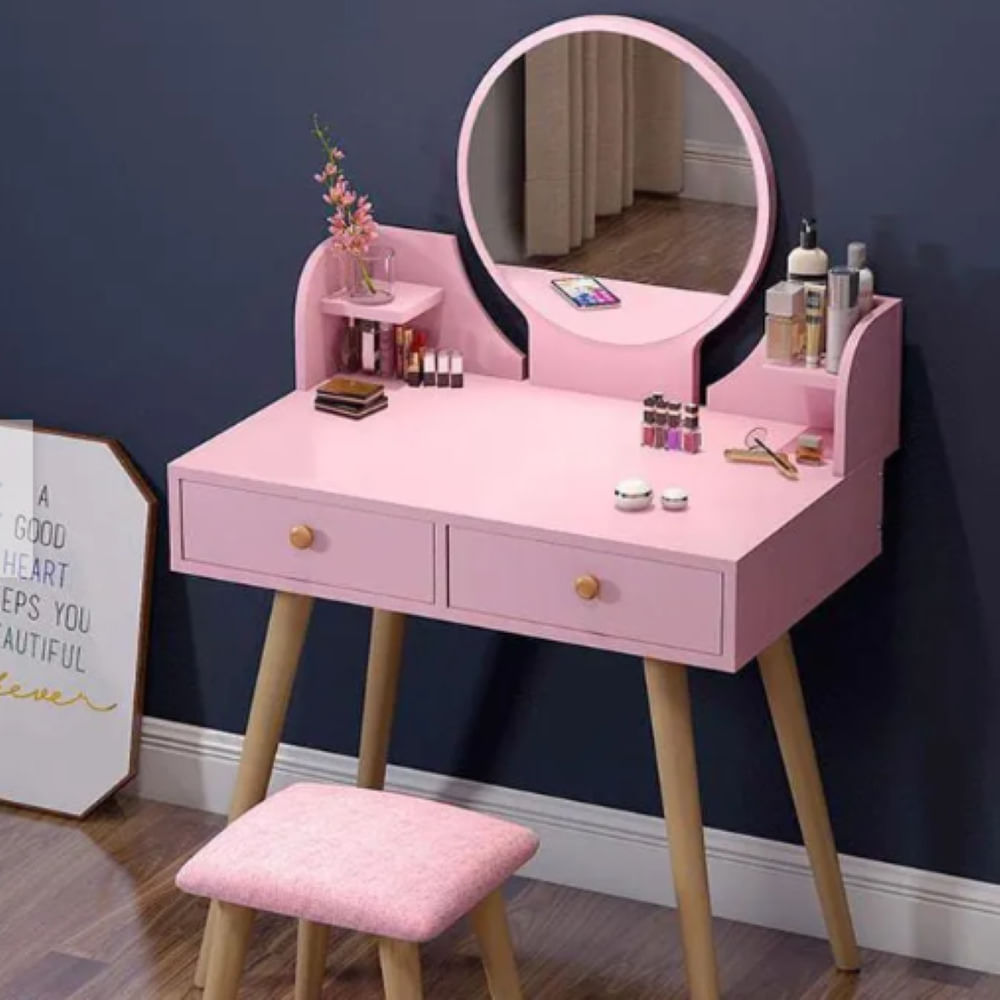 TOCADOR CON ESPEJO ANTU NACION MUEBLES COLOR ROSADO