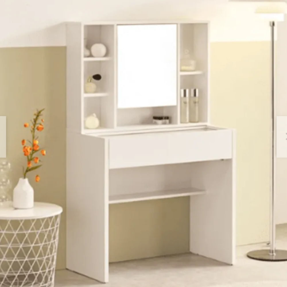 TOCADOR VANIA CON ESPEJO Y REPISAS NACION MUEBLES COLOR BLANCO