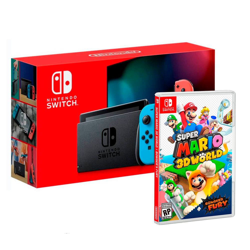 Consola Nintendo Switch Neon Juego Super Mario 3d World Bowsers Fury Promart Promart 8493