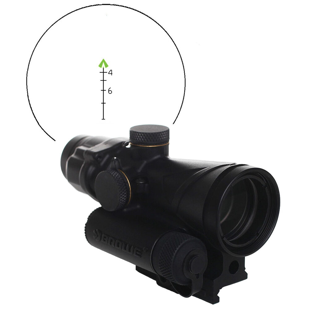 BROWE 4x32 Óptica Táctica para Riflescope (Retícula Chevron Verde 5.56mm, Negro) - Construido para
