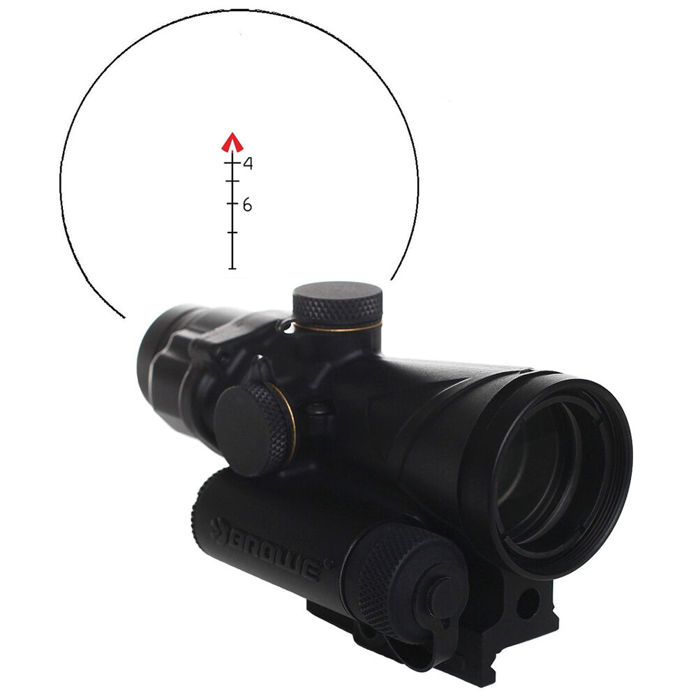 BROWE 4x32 Óptica Táctica para Riflescope (Retícula Chevron Roja 5.56mm, Negro) - Construido para E