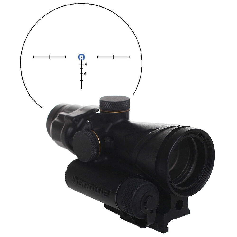 BROWE 4x32 Óptica Táctica para Riflescope (Retícula Azul en Forma de Herradura y Punto 5.56mm, Negr