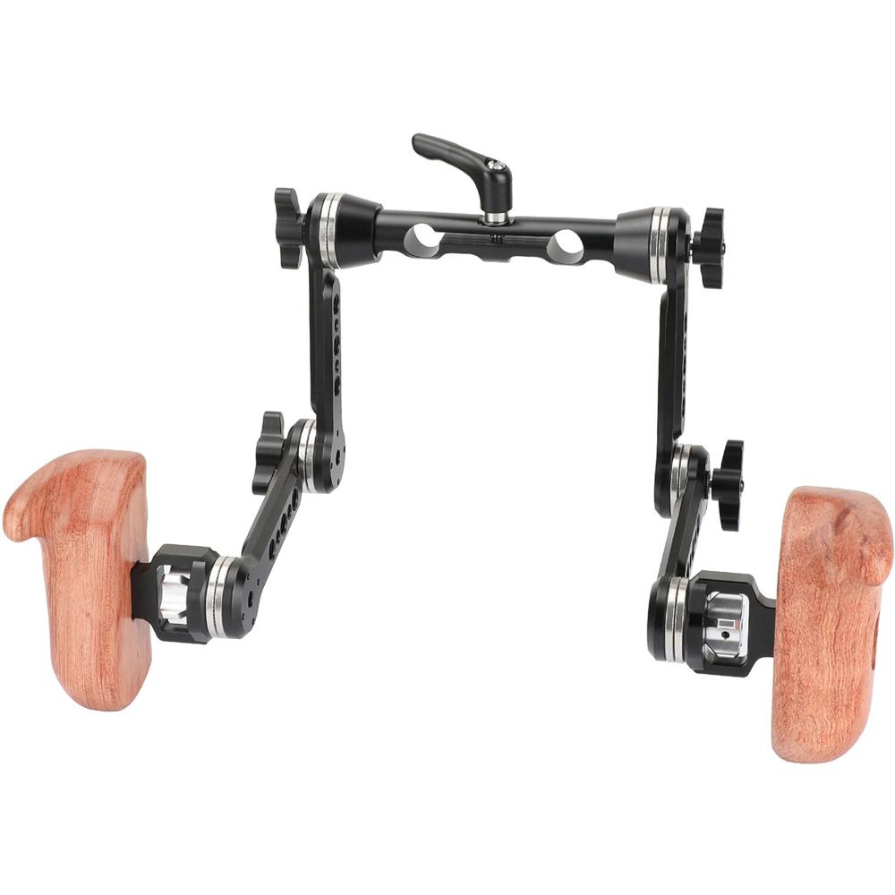 CAMVATE Wooden Handles with Extension Arms & 15mm Rod Clamp with Upgraded Knob