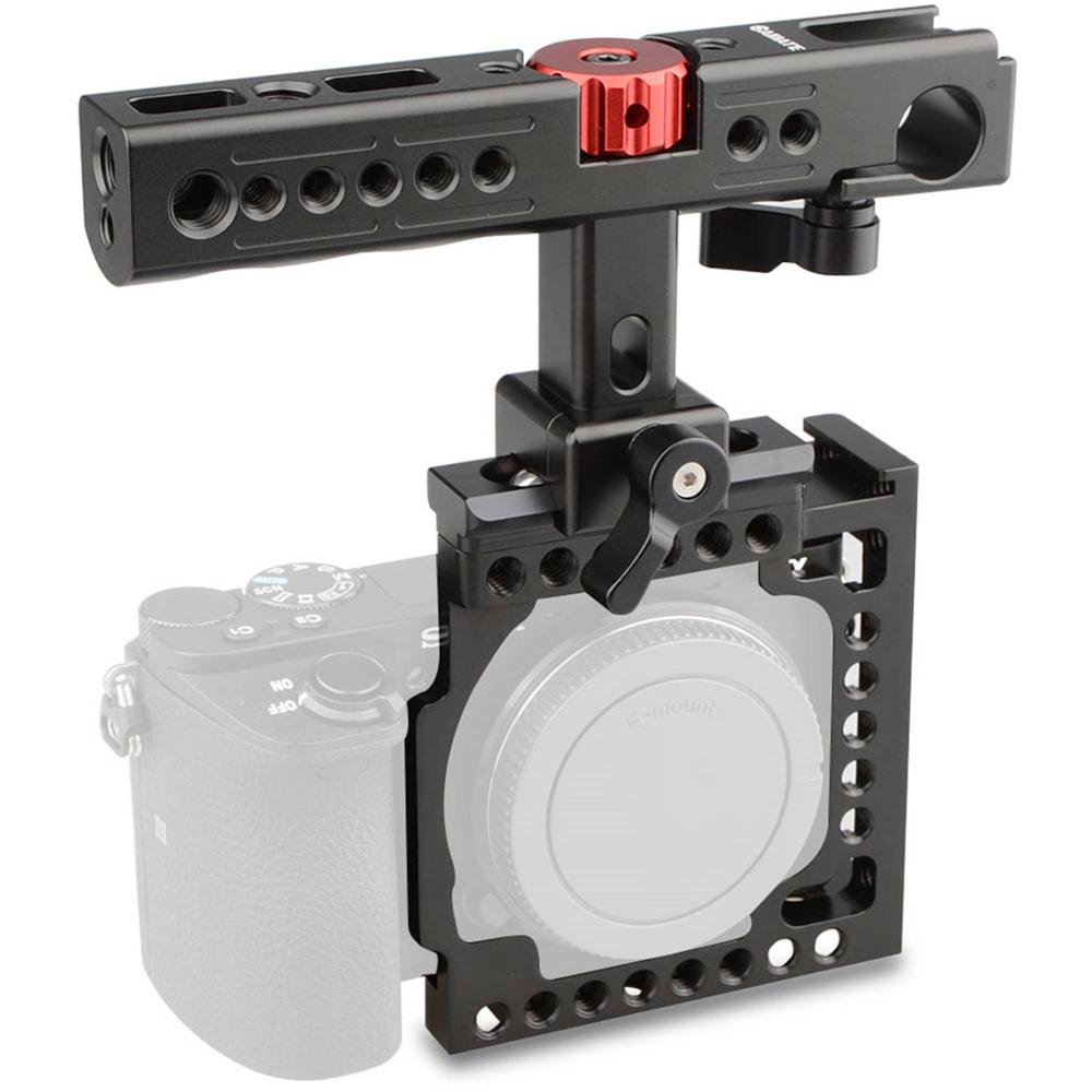 CAMVATE Jaula Media para Cámara con Mango Superior para Sony a6500/a6300/a6000 (Negro) - Diseño Aju