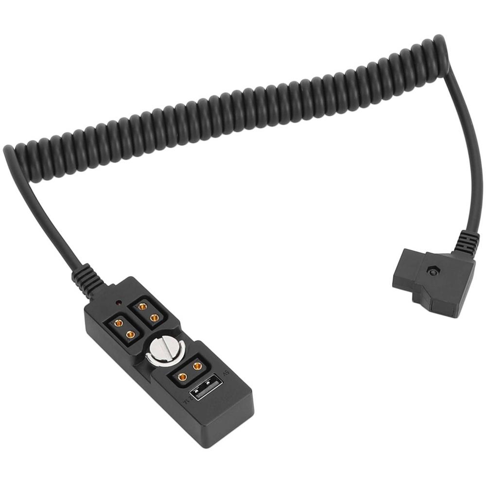 Cable Divisor CAMVATE D-Tap Macho a 3 Puertos D-Tap Hembra y USB-A (Longitud Enrollada de 1.6 a 6.6