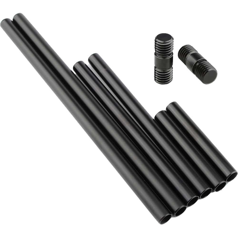CAMVATE Set de 3 Pares de Varillas de Aluminio Negro de 15mm (3.94"", 7.8"", 11.8"") con Conectores y