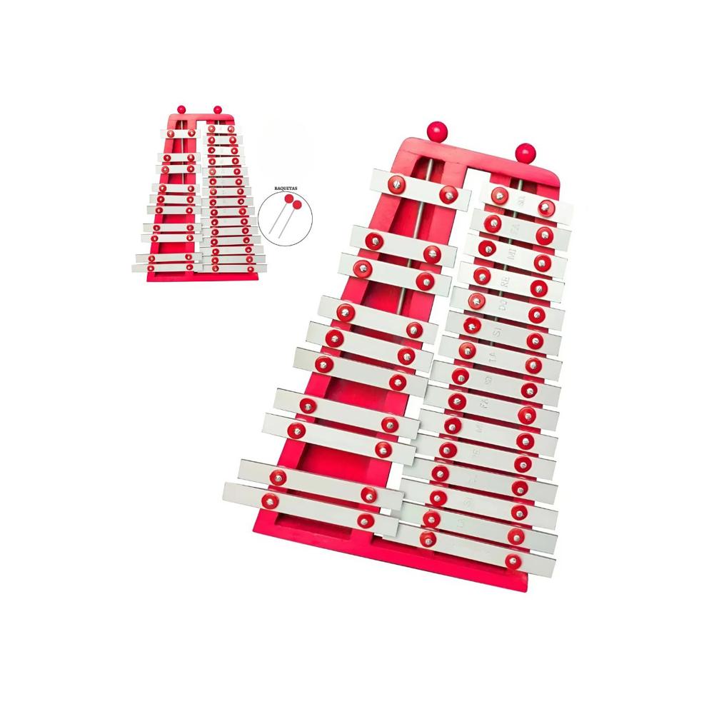 Xilófono Metalofono Cromático 25 Notas Rojo