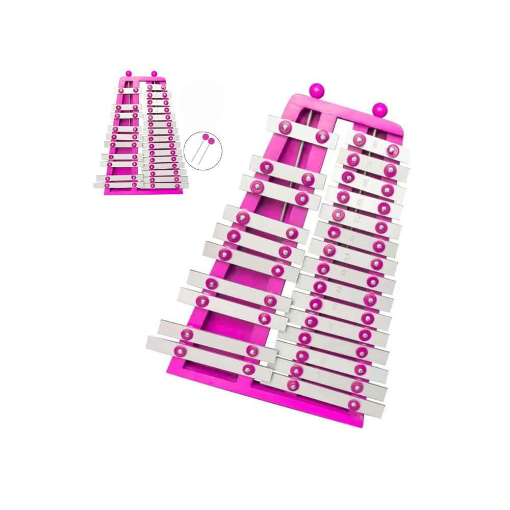 Xilófono Metalofono Cromático 25 Notas Rosado