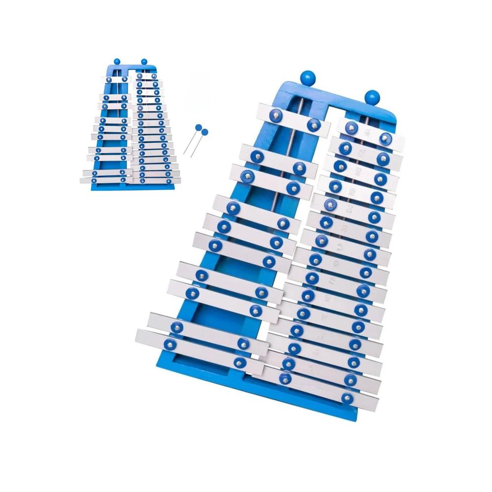 Xilófono Metalofono Cromático 25 Notas Azul