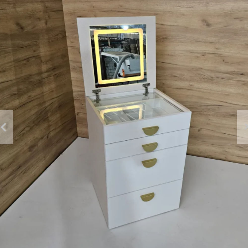 TOCADOR CON ESPEJO TOUCH NACION MUEBLES COLOR BLANCO Y DUNA