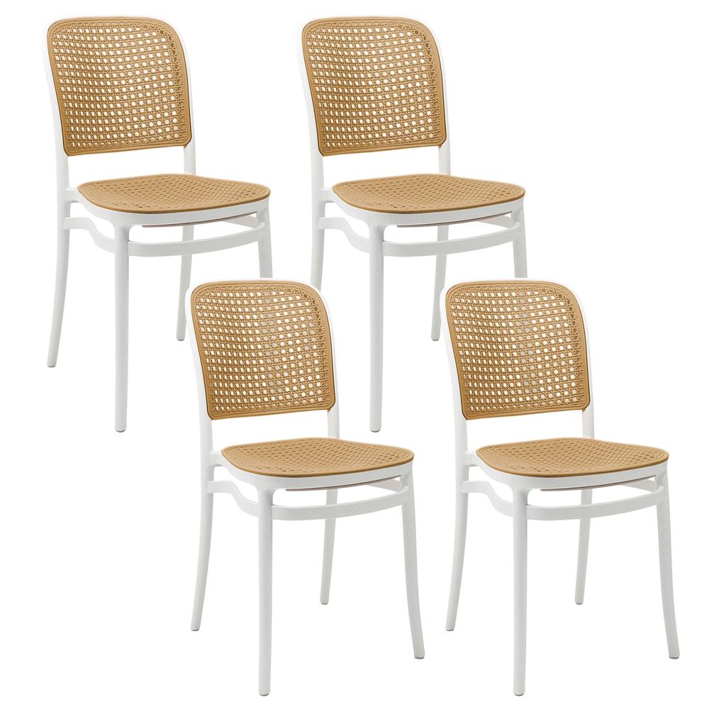 Set x 4 Sillas Terraza Plástica Cairo Blanca/Beige