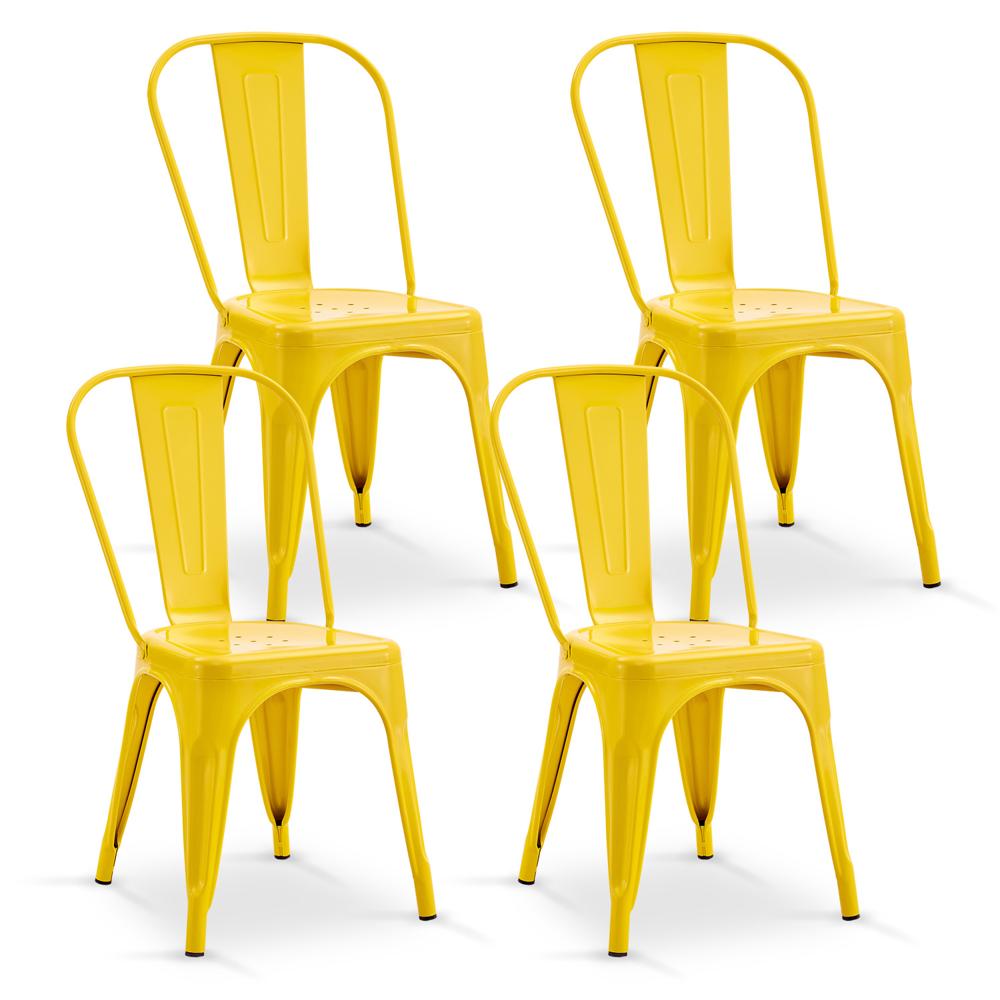 Set x 4 Silla Metal Tolix Amarillo