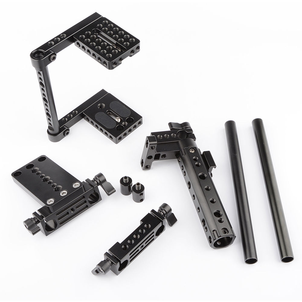 CAMVATE Cage para Cámara con Mango Superior, Placa de Trípode y Varillas para DSLR/Mirrorless - Alu