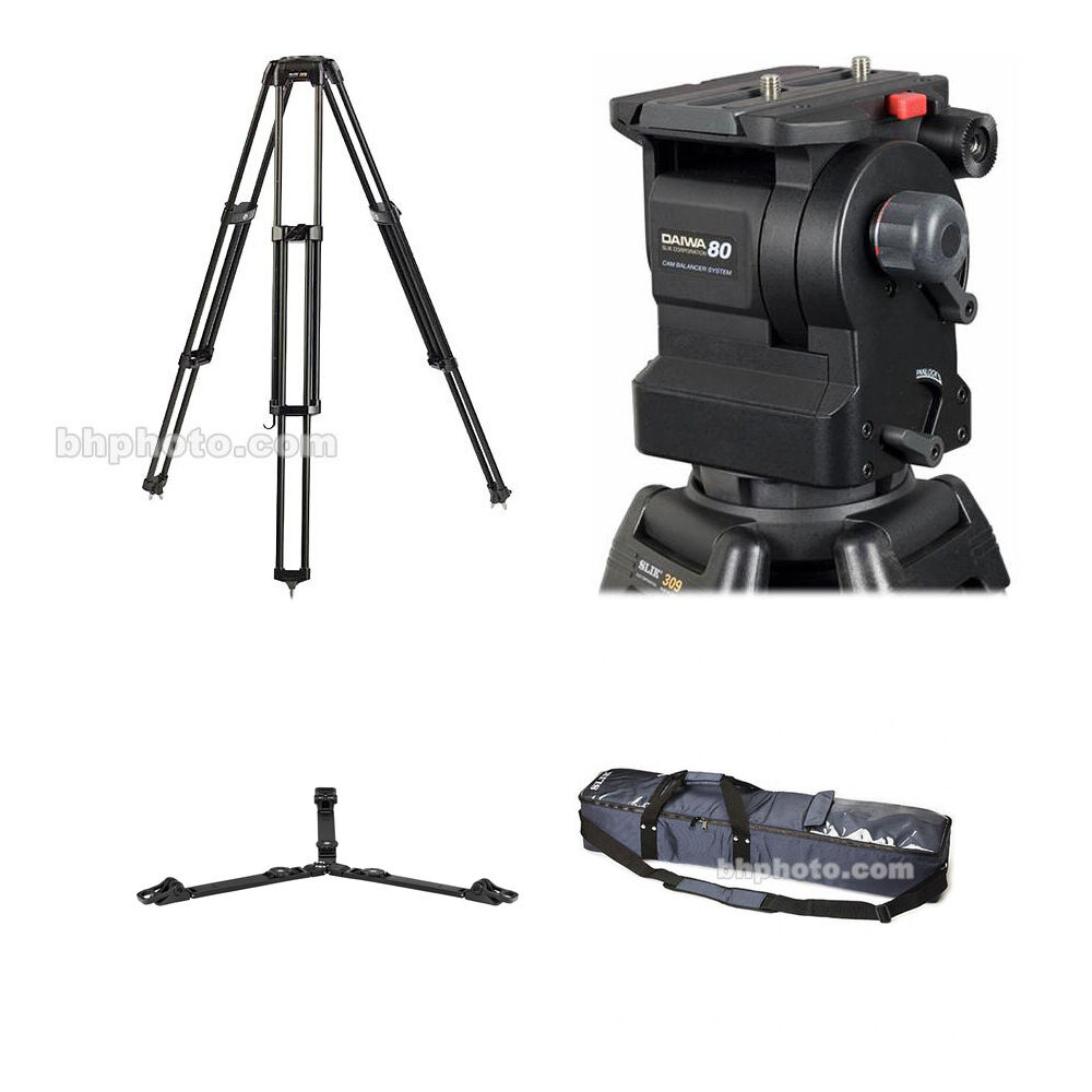 Sistema de Trípode de Video Daiwa / Slik Daiwa-80 F1: Cabezal Fluido Pesado Daiwa-80, Trípode de 1
