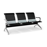 Tandem De Espera Aeropuerto Drimer Semi Tapiz Negro 3 Asientos Ofideas