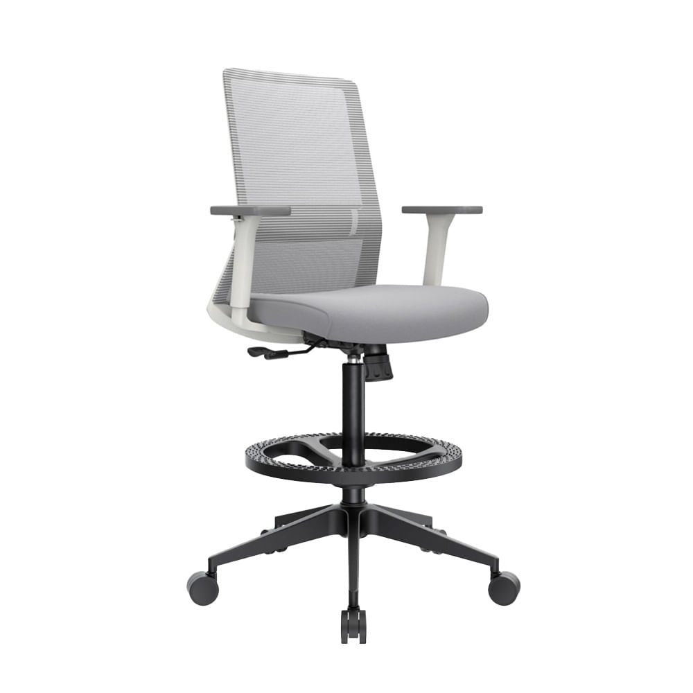 Silla Cajero Ergonómica Con Apoyabrazos Twist Gris Nylon Ofideas