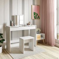 TOCADOR CON ESPEJO FUNCIONAL NADIA NACION MUEBLES BLANCO