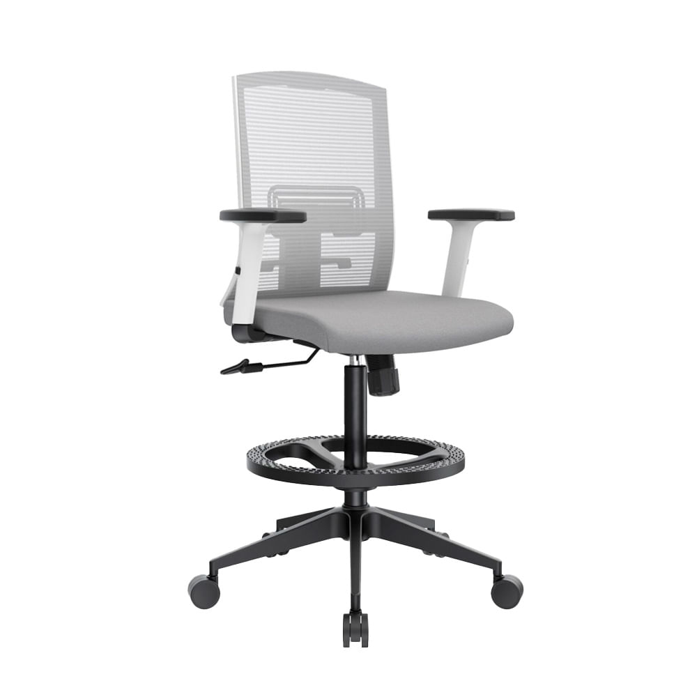 Silla Cajero Ergonómica Con Apoyabrazos Monk Gris Nylon Ofideas
