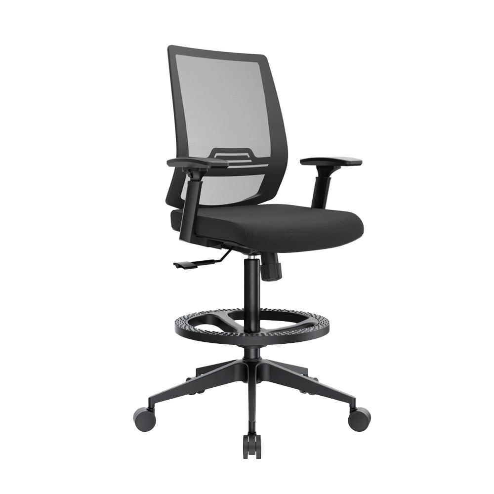 Silla Cajero Ergonómica Con Apoyabrazos Think Negro Nylon Ofideas