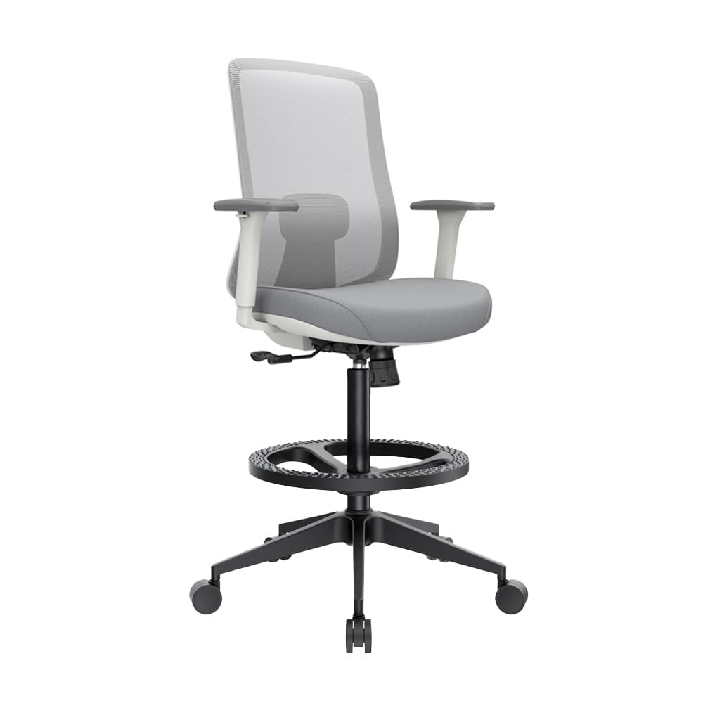 Silla Cajero Ergonómica Con Apoyabrazos Milano Gris Nylon Ofideas
