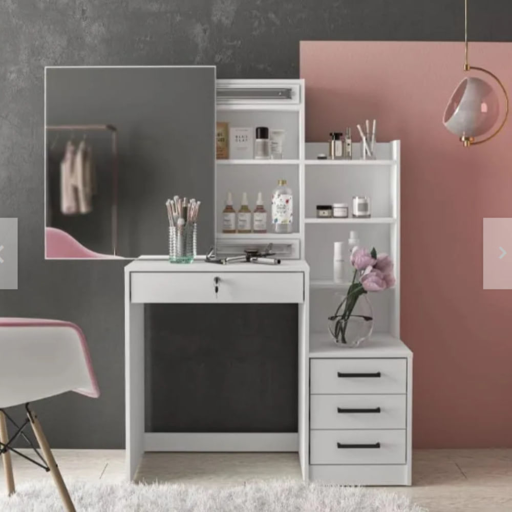 TOCADOR EVA CON ESPEJO CORREDIZO MODERNO NACION MUEBLES BLANCO