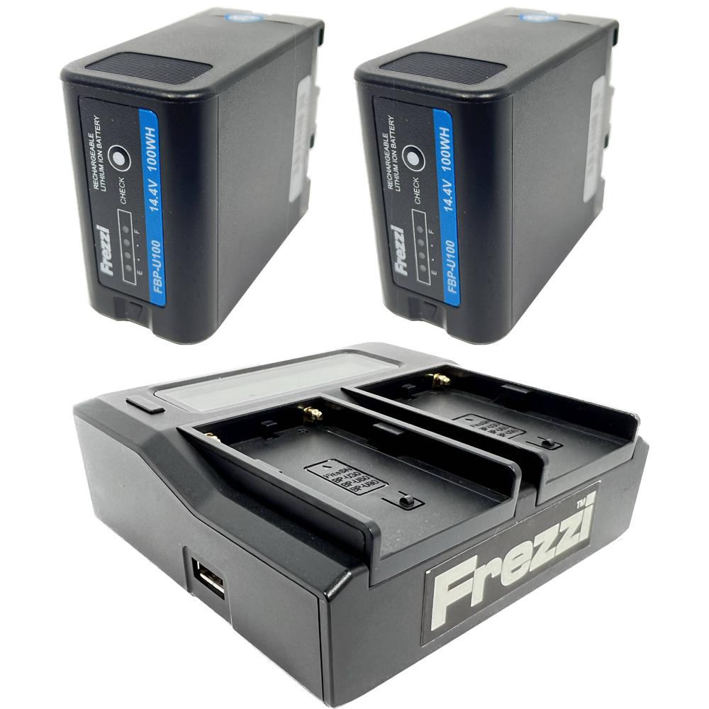 Kit de Baterías Frezzi FS-2 FBP-U100 Sony BP-U-Type con Cargador Doble (100Wh) - 2 Baterías FBP-U10