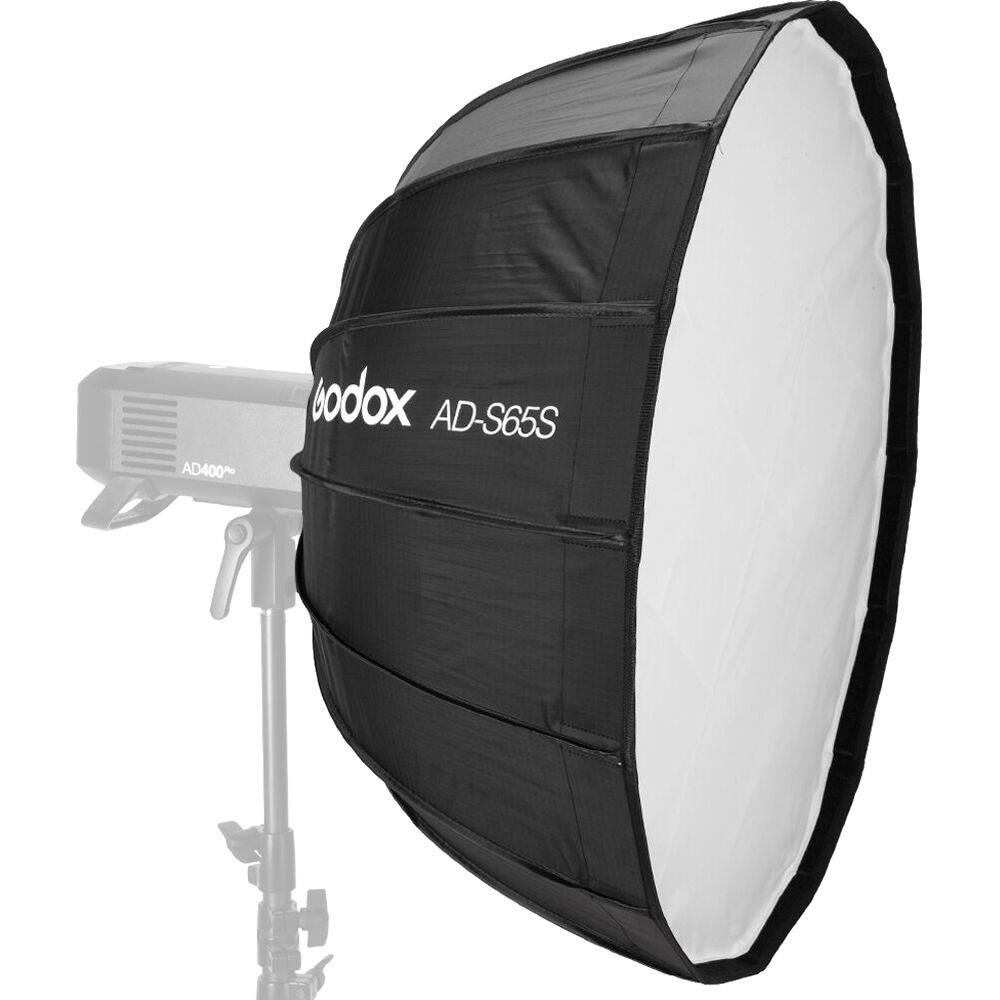 Godox Parabolic Softbox 65cm con Montura Godox, Reflectores Internos Plateados y Dorados, Estructur