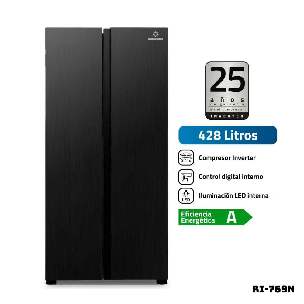 Refrigeradora INDURAMA 428 L SIDE BY SIDE Negro RI-769N