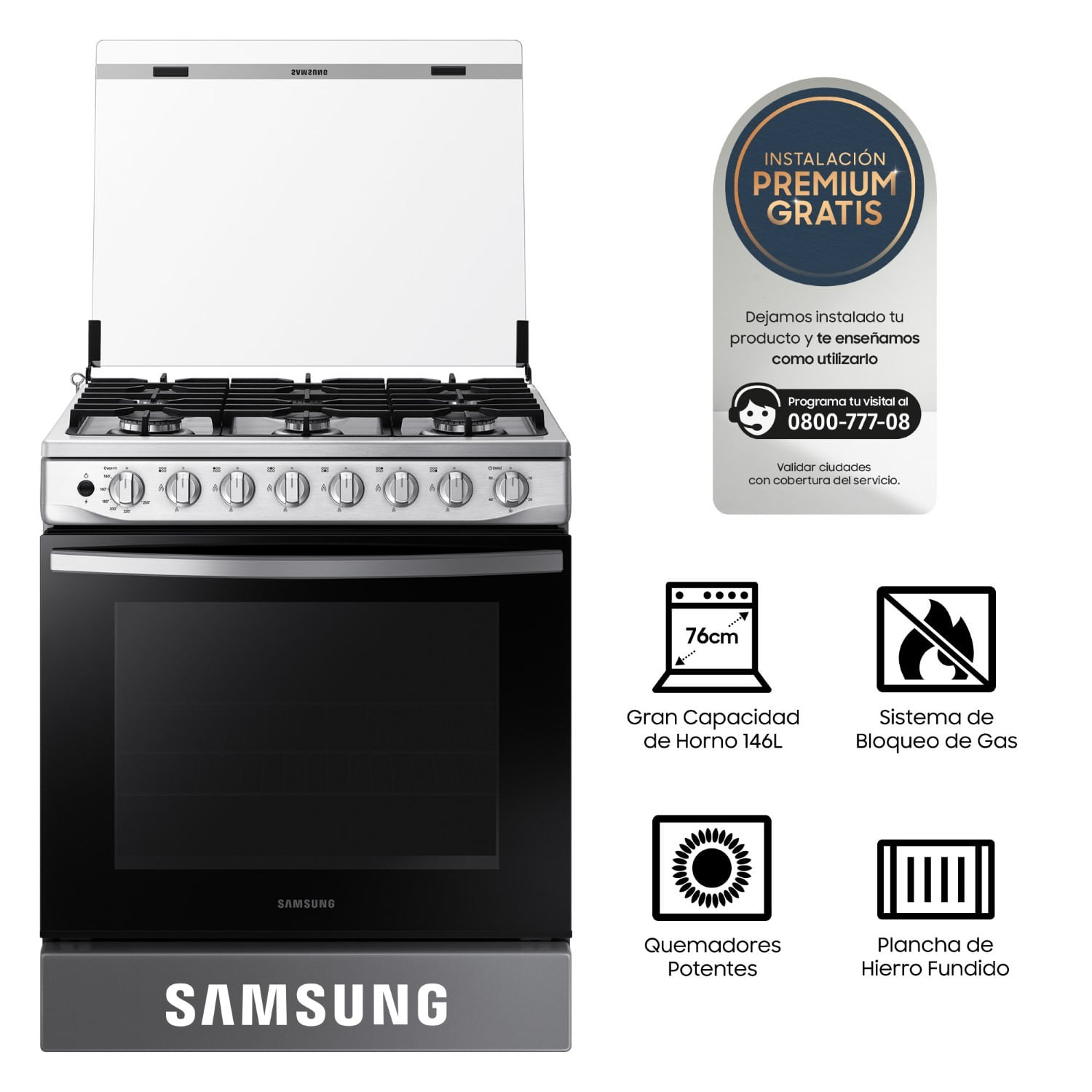 Samsung Cocina a Gas 6 Hornillas NX52T5311PS/PE