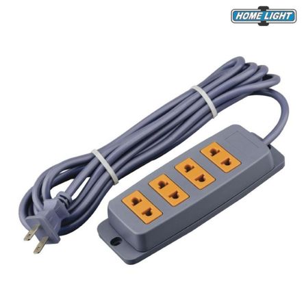 Extensión Eléctrica Vulcanizado 5 Metros x 4 Tomas Gris Home Light Extensión Eléctrica Vulcanizado 5 Metros x 4 Tomas Gris Home Light