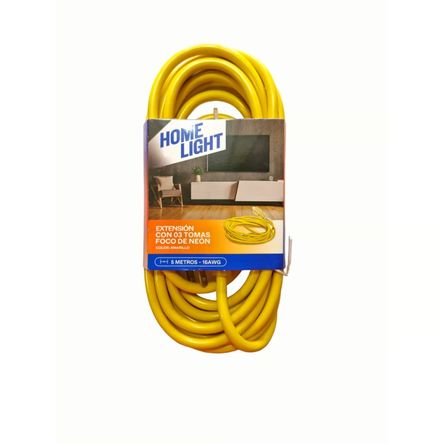 Extensión Eléctrica Vulcanizado 5 Metros x 3 Tomas AMARILLO Extensión Eléctrica Vulcanizado 5 Metros x 3 Tomas AMARILLO