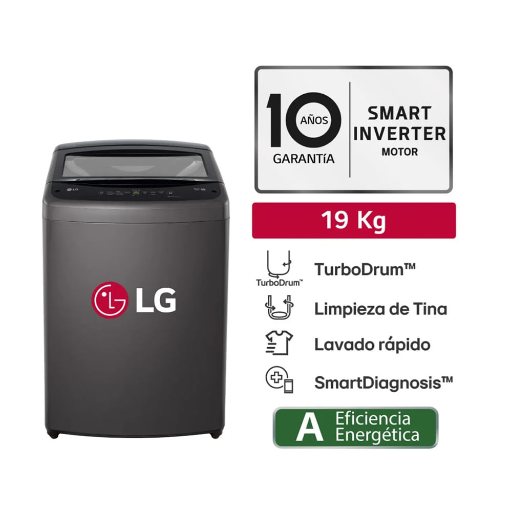 Lavadora TurboDrum LG WT19BVTB 19 Kg Negro