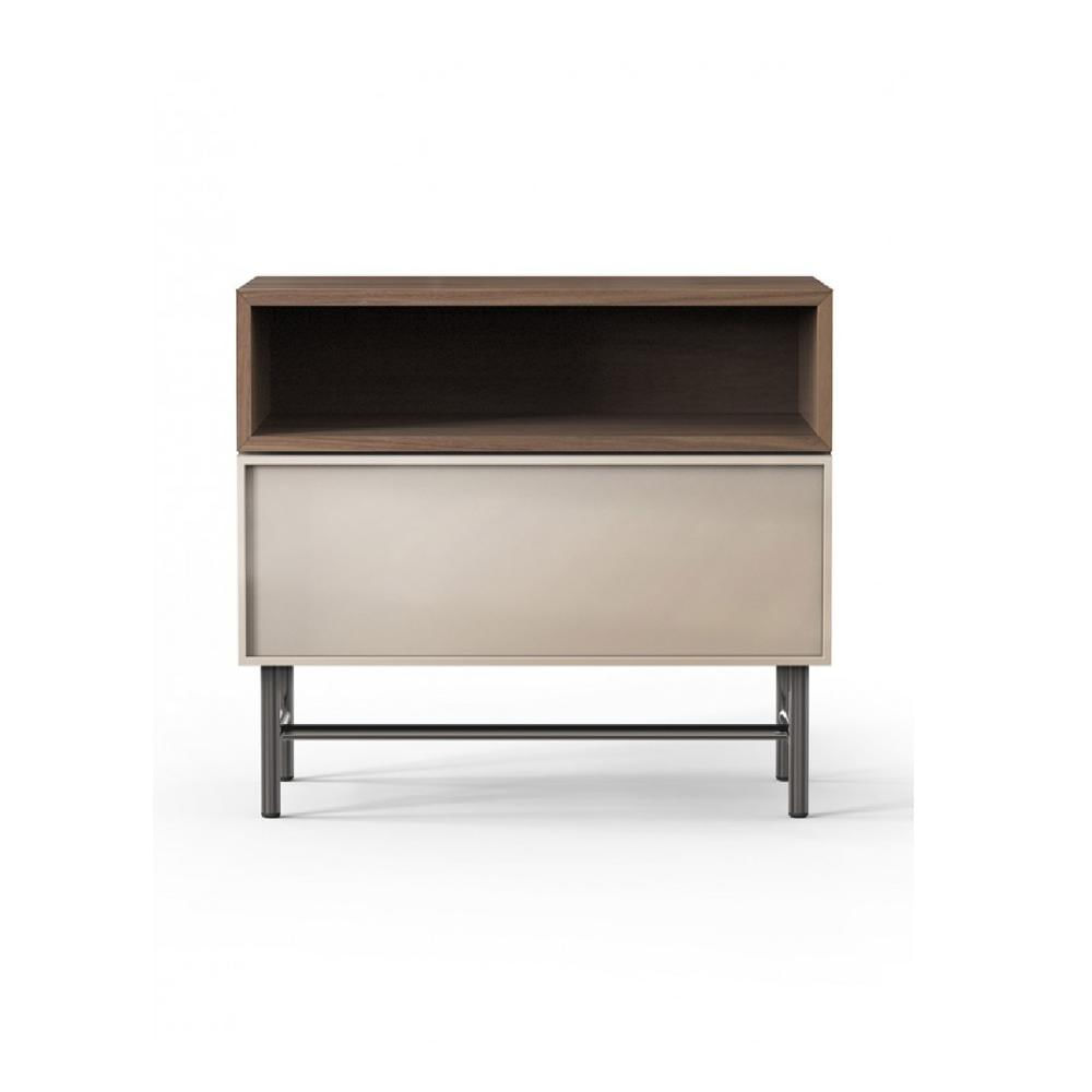 Velador Contemporáneo Alfred color Gris claro/Marrón 1 cajón TU MESITA